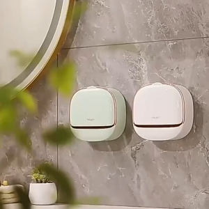 Self Adhesive Bathroom Drain Soap Box with Lid - Wall Mounted Waterproof Soap Dish Organizer - Bathroom Storage Case