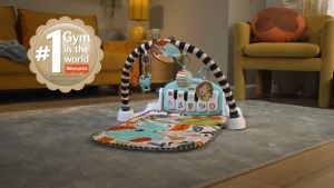 Fisher-Price Glow And Grow Kick & Play Piano Gym Baby Playmat With Musical Learning Toy Blue (HRB13)