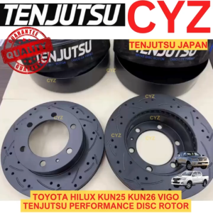 (1 PAIR) Tenjutsu Japan TOYOTA HILUX VIGO KUN25 KUN26 GUN125 GUN126 Front Sport Disc Rotor Slotted Drilled From Japan