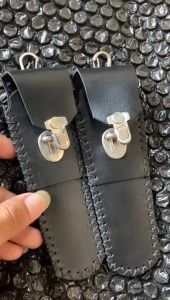 sarung kulit pipa untuk panjang 111213cm bahan kulit asli hitam