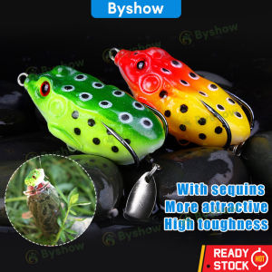 Byshow Soft Frog Fishing Lure 5.5cm/12g Fish Jumping Plastic Jig Head with Assist Hook Fake Fish Bait Slow Jigging/Floating Hard Bait Artificial Tool Bionic Lures Tackle Snakehead 假饵