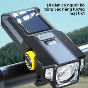 Đèn LED Phía Trước Xe Đạp Chạy Bằng Năng Lượng Mặt Trời - Đèn Pha Xe Đạp Đường Trường Và Leo Núi Tiết Kiệm Năng Lượng Để Đi Xe Đạp Ban Đêm Với Thân Đèn ABS Chống Nước Theo Tiêu Chuẩn IPX5