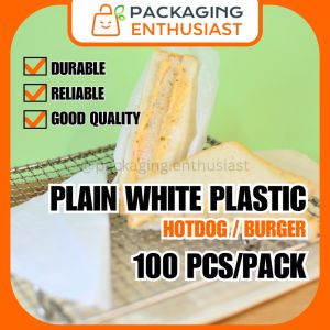 PLAIN WHITE GREASEPROOF Burger Hotdog Sandwich Siopao Plastic Wrapper (100 PCS/PACK)