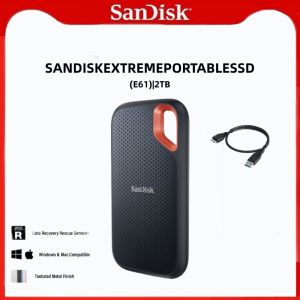 SanDisk Extreme Portable SSD 2TB (SDSSDE61-2T00-G25) | USB 3.2 Gen 2 1050MB/s | Compact & Rugged|Ideal for Photographers