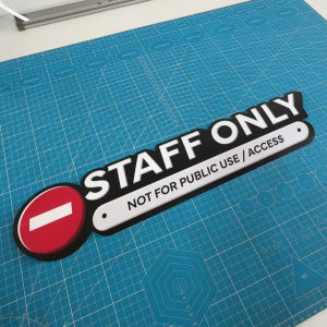 Staff Only. Not for Public Use Access. Sticker Sign Label 3D Feel Wording Design. Premium Simple Word Sticker. No Entry.