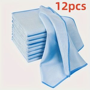 12Packaged Extra Large Microfiber Glass Cleaning Cloth - Super Absorbent，Lint-free and traceless，Independent Packaging，Suitable