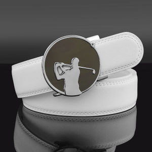 Influencer Picks Belt Men K-style Trendy White Golf Belt Automatic Leather Buckle Young People Pant Belt