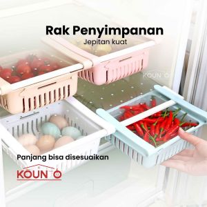 Rak Penyimpanan Keranjang Kulkas & Partisi Tempat Serbaguna Fridge: Penyimpanan Pull Out Kulkas