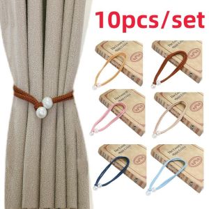10Pcs/Set Curtain Tie Pearl Curtain Buckle Holder Curtain Tieback Braided Ball Buckle Lace Curtain Accessories