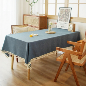 Japanese Zen Simple Color Tea Mat Dustproof Fringe Lace Rectangular