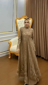 Gamis Set Outer Terbaru Zallia Dres Ceruty Babydoll Mix Brukat Aplkasi Payet M L XL XXL 3XL Dress Kondangan Remaja Elegan Kekinian Baju Muslim Jumbo Wanita Viral Ootd Hijab Fashion