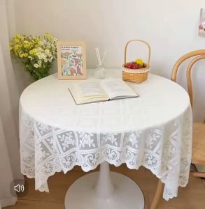 Media ผ้าปูโต๊ะ ผ้าคลุมลูกไม้สวย ผ้าปูโต๊ะลูกไม้สีขาว ผ้าปูโต๊สวยตกแต่งบ้าน ผ้าปูโต๊ะกาแฟ ผ้าปูโต๊ะอเนกประสงค์ กันฝุ่น สวย เหมาะกับโต๊ะหลายรูปทรง