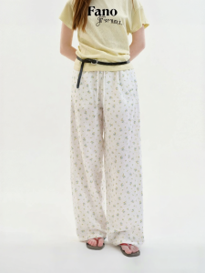 Fano | Drawstring Floral Wide Leg Cargo Pants