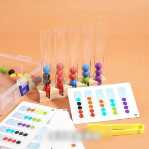 Childrens Wooden Educational Toy Colorful Bead Sorting Tongs and Tweezers Develops Fine Motor Skills and Concentration Ages 3+