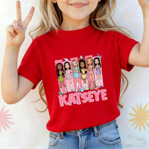Potdemiel | Music Singer Katseye T Shirt Boys Girls Short Sleeve Cartoon T-shirt Kids Streetwear Y2K Tees Tops Summer Childrens Clothing