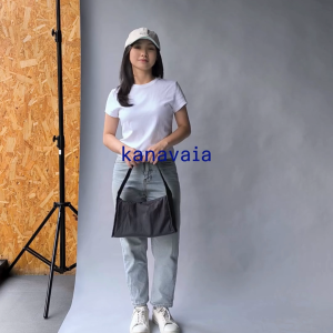 Kanavaia Crinkle Slouchy Shoulder Bag in Dark Grey