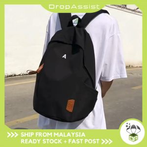 DROPASSIST 1997 READY STOCK High School Students College Students Black Computer Backpack Solid Color Travel Backpack Large Capacity