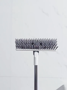 4 in 1 Floor Brush for Bathroom Cleaning with Hair Remover Scraper and Silicone Brush Cleaner
