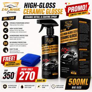 Free Towel - ZAF MAGIC Ceramic Gloss Spray 500ml – Hydrophobic Shine Coating for Car & Motorcycle Care
