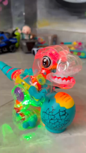 Đồ chơi khủng long phát sáng chạy bằng pin kèm trứng ấp – Mô hình khủng long lắp ráp có bánh răng chuyển động