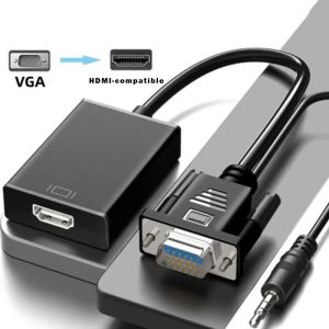 VGA to HDMI Converter Adapter – 1080P VGA Male to HDMI Female with 3.5mm Audio Output Compatible with PC Laptop HDTV Project