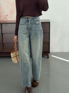 MANMI | Quần Jeans Slim Rộng Phong Cách Retro
