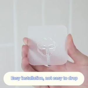 Transparent Self Adhesive Wall Hooks Strong No Drill Hanger for Kitchen Bathroom Door Wall