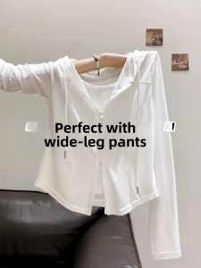 V.C.I | White Summer Hooded Sun-Protective Jacket Waist-Shaping Slim Fit