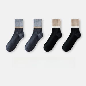 THREEGUN | Warm Woolen Socks For Men Mid-calf Thickened Anti-Odor Winter socks Antibacterial Anti-Ball Three Gun Brand 4 Pairs Pack