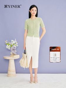YINER | fashionable elegant commuting round neck lace-up textured H-shaped Knit Sweater