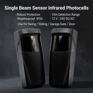 Single Beam Through-beam Photoelectric Sensor IP55 Auto Door Switch Swing Gate Barrier Safety Photocell Detector 15m 12-24V