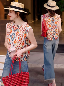 Floral Ethnic Style Sleeveless Vest
