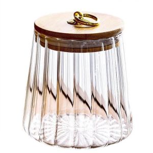 Hộp Đựng Thực Phẩm Thủy Tinh Kín Khí Có Nắp Gỗ Lọ Đựng Đồ Khô Trà Cà Phê Kẹo Thân Thiện Với Môi Trường