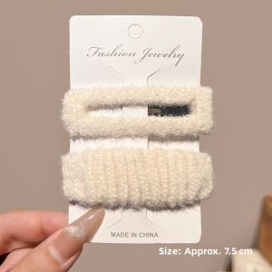 Autumn Winter Plush Hair Clips Women Side Bangs BB Clamp Back Hair Fragmentation Hair Accessories Fashionable Hair Decorations