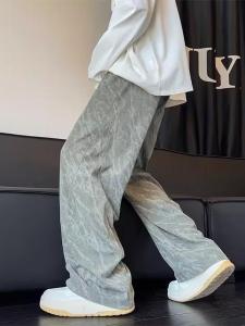 Mens Corduroy Pants Tie-Dye Straight Leg Loose Wide Leg Long Pants American Style Heavyweight Sweatpants Casual Trousers