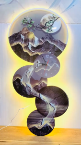 Tranh treo tường đèn led cách điệu hiện đại tone nâu sang trọng bindecor kèm đinh