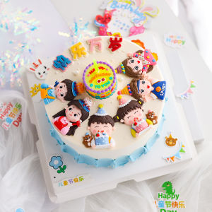Trendy Childrens Cake Decoration Display Cute Soft Clay Boy Girl Birthday Party Costume Accessories Decorative Ornaments