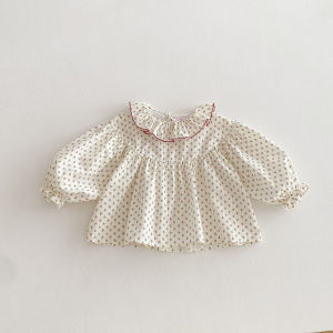 เด็กหญิงตัวเล็กๆเสื้อดอกไม้เด็กวัยหัดเดินลูกไม้โคมไฟแขนเสื้อผ้าฝ้ายBreathableฤดูใบไม้ผลิฤดูใบไม้ร่วงชุดเด็กเด็กทารกTop