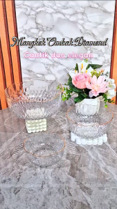 Mangkok Diamond Motif Ombak Transparan Aesthetic - Mangkok Plastik Motif Ombak Estetik