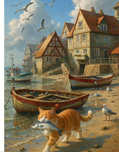 500/1000 Pieces Jigsaw Puzzle Seaside Cat-Catching Jigsaw Puzzle Educational Toy for Kids Children s Games Christmas Gift