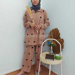 Clothes Project - Setelan Fica Crincle Polka Wanita Dewasa Terbaru Motif Urigiri