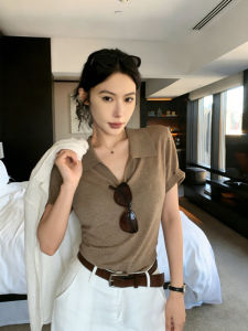 CHOEFULYN | Stylish Khaki Color Polo Collar Short Sleeve T-Shirt