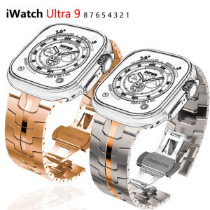 Titanium Color Strap For Apple Watch ULtra Ultra2 49mm 45mm 44mm 42 Luxury Metal Band For iWatch 8 7 6 5 4 se Stainless Steel Bracelet