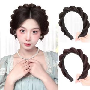 Twist Braided Wig Headband Synthetic Wig Princess Head High Skull Top Head Hoop Hair Bands Women Headwear Accessories