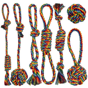 Dog Toy Molar Long Lasting Teddy Corgi Pomeranian Knot Toy Small Size Dogs Dog Chewing Rope Knot Interactive Knot