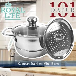 Royal Life Stainless Langseng / Steamer Pot 16 cm / Kukusan Mini 11 Liter