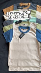 Setelan Anak Laki Laki Perempuan 1 - 10 Tahun Twotone | Abu Lengan Almond