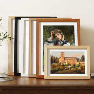 Wooden Framed Photo Frame Wall-Mounted A3a4 Oil Painting Sketch Puzzle Picture Frame 4 Open 8 Open 16-Inch Large Oil Painting Outer Frame Customization