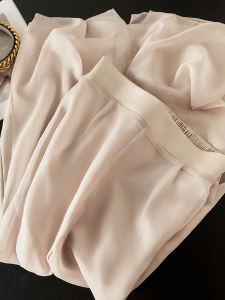 Elegant Lightweight Cool Wide Leg Pants Skirt Thin Loose Nine Points Summer Casual Straight Tube Pants High Waist Copper Rayon