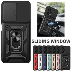 For Xiaomi POCO X5 X6 X7 F5 F6 F7 M6 M7 Pro Ultra 4G 5G Protective Case with Lens Slider Magnetic Car Mount Foldable Stand Shockproof